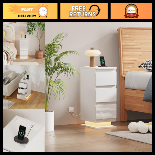Slim white bedside - slim,
