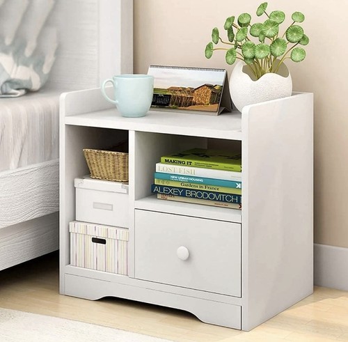 White wooden bedside - wooden,
