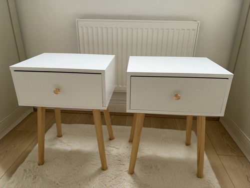 Pair white bedside - pair, tables