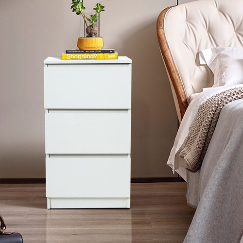 Wooden white bedside - bedside, table