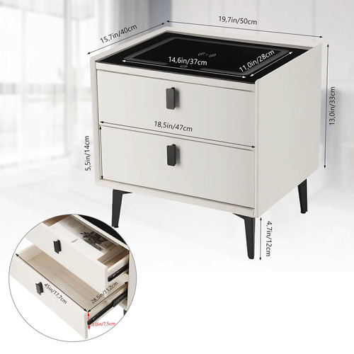 Smart led bedside table with - led,