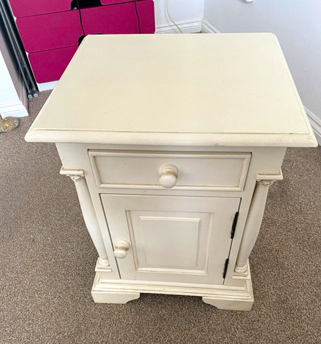 White painted bedside table - painted,