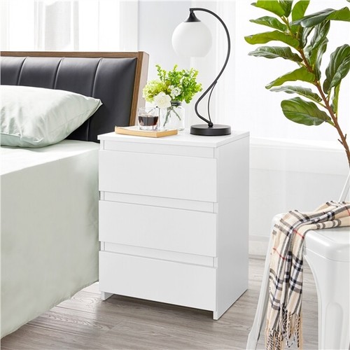White bedside table with - bedside, 3