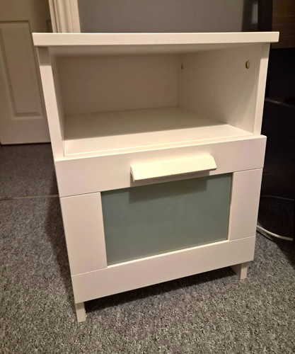 White bedside table - table, with