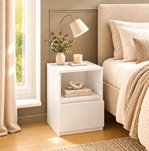 White bedside table with - white,