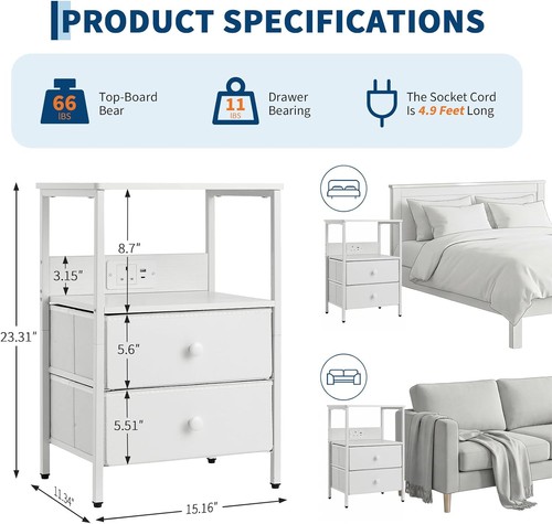 Bedside table with charging - bedside,