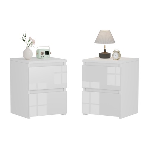 White high gloss bedside table - high,