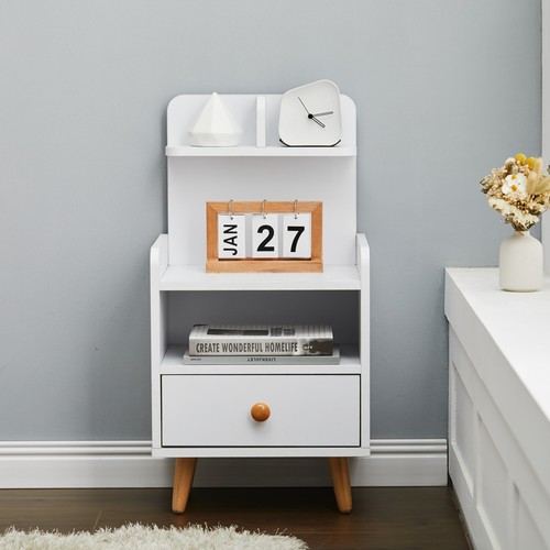 White bedside table cabinet - white,