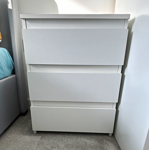 White drawer bedside table - white, 3-drawer