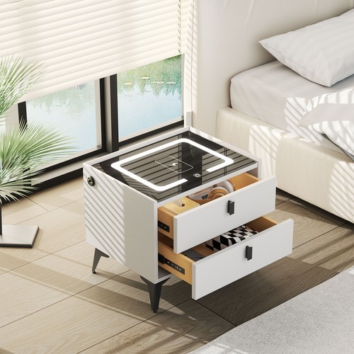 Led bedside table with - bedside,