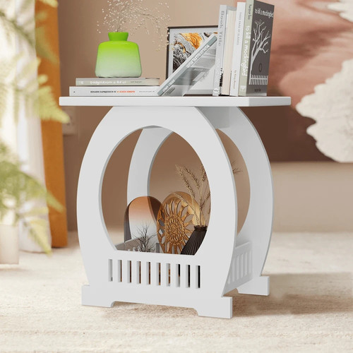 Modern white bedside table - white,