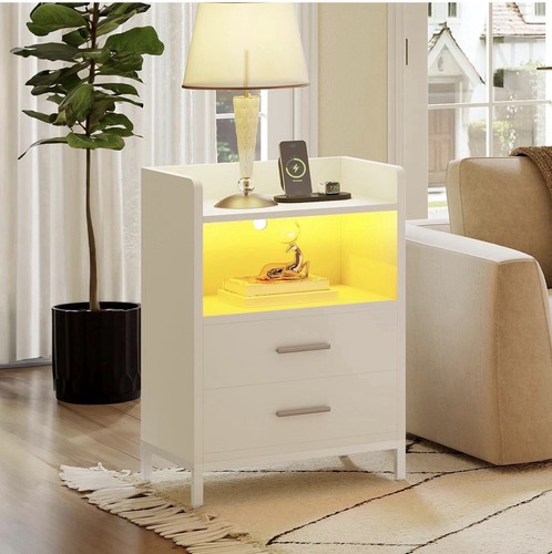Yitahome white bedside table - white,