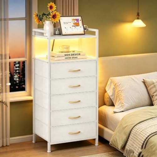White bedside table with - white,