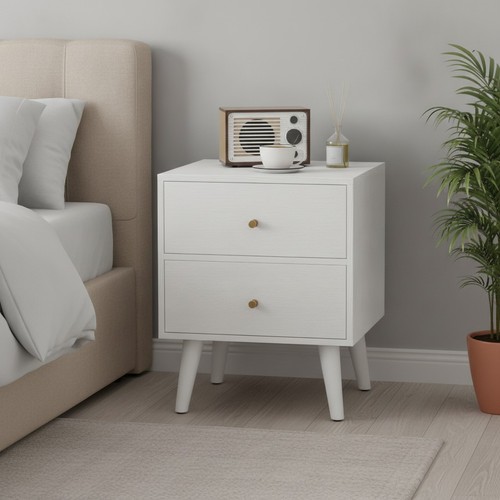 White bedside table - white,
