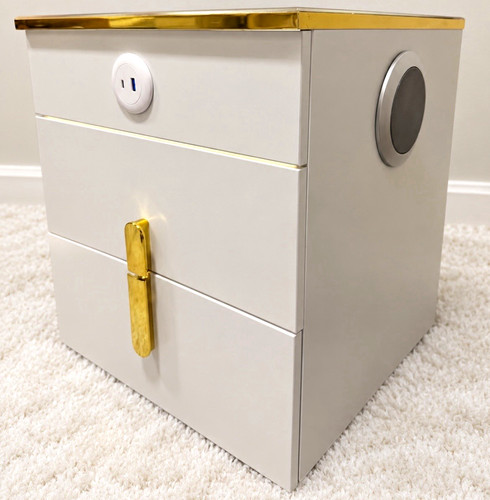 White gold bedside table - white/gold,