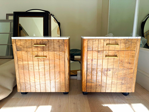 Pair wooden bedside - pair,