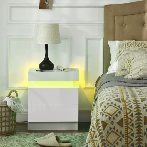 White bedside table - white, table,