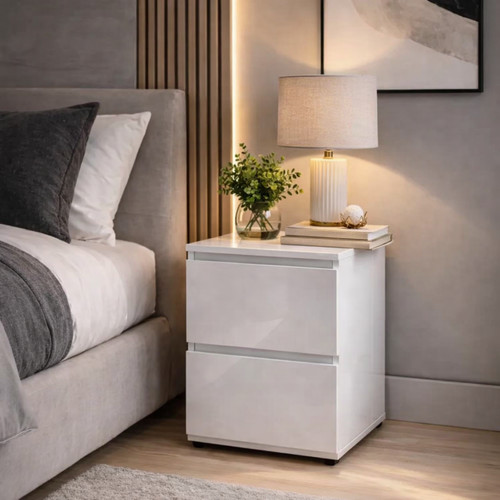 White high gloss bedside - gloss, table