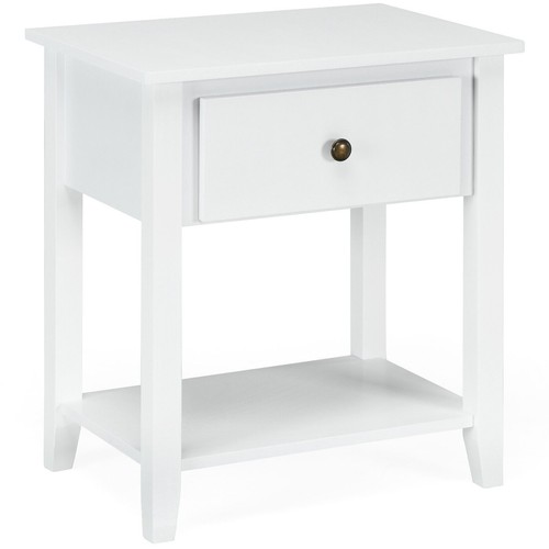 Wood bedside table with drawer - table,