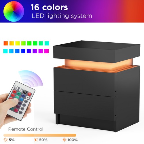 High gloss bedside table rgb - high,
