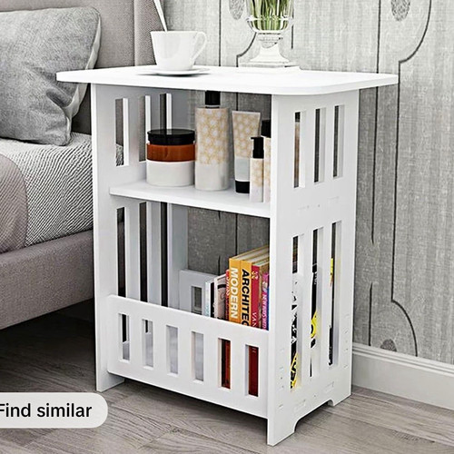 White wooden bedside table - white,