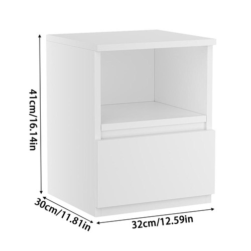 White wooden bedside table 3 - wooden, 2/3