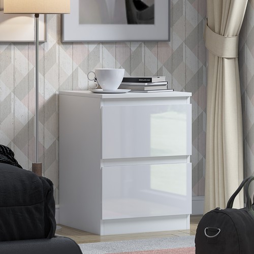 White gloss bedside chest - white,