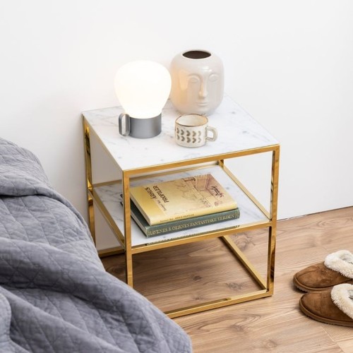 White marble glass bedside - marble,