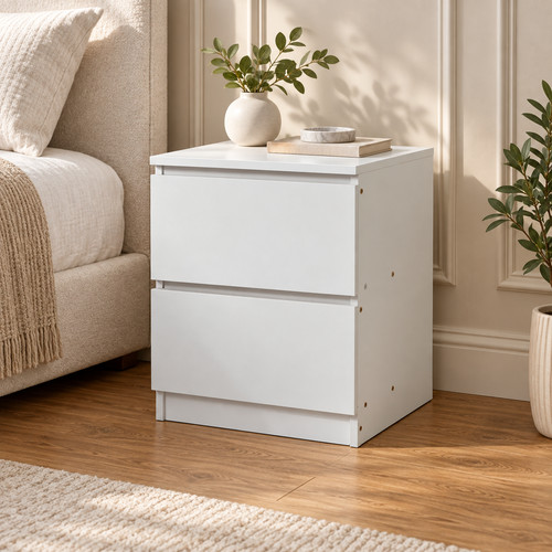 White drawer bedside table - white, 2