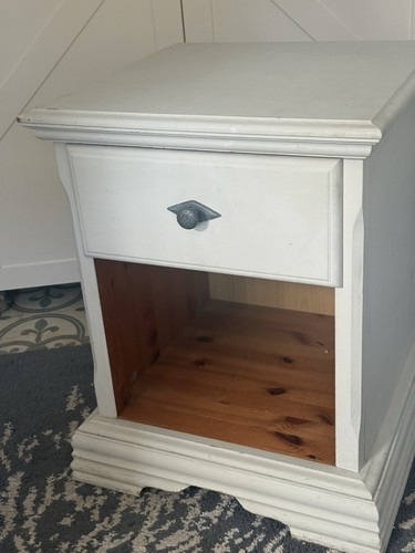 Painted white wooden - wooden, bedside