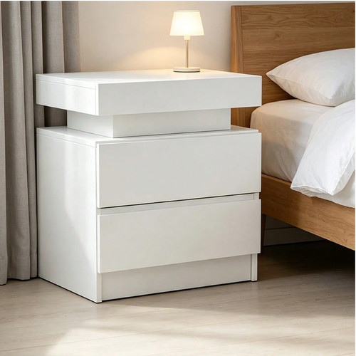 White bedside table - white,